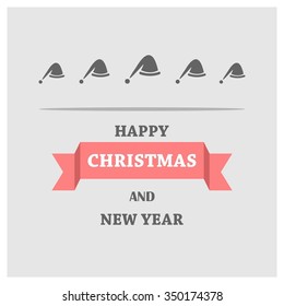 Santa Claus hat Christmas decorative template Design, Christmas New Year Flat card illustration