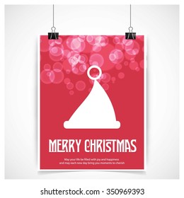 Santa Claus hat Christmas decorative template Design, Christmas New Year Flat card illustration