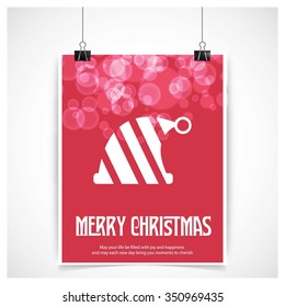 Santa Claus hat Christmas decorative template Design, Christmas New Year Flat card illustration