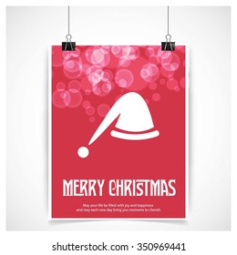 Santa Claus hat Christmas decorative template Design, Christmas New Year Flat card illustration