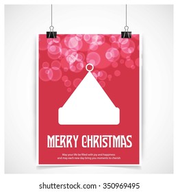 Santa Claus hat Christmas decorative template Design, Christmas New Year Flat card illustration