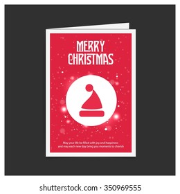 Santa Claus hat Christmas decorative template Design, Christmas New Year Flat card illustration