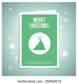 Santa Claus hat Christmas decorative template Design, Christmas New Year Flat card illustration