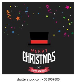 Santa Claus hat Christmas decorative template Design, Christmas New Year Flat card illustration