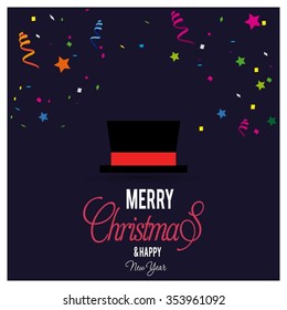 Santa Claus hat Christmas decorative template Design, Christmas New Year Flat card illustration