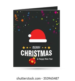 Santa Claus hat Christmas decorative template Design, Christmas New Year Flat card illustration