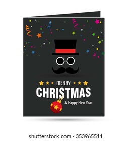 Santa Claus hat Christmas decorative template Design, Christmas New Year Flat card illustration