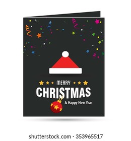 Santa Claus hat Christmas decorative template Design, Christmas New Year Flat card illustration