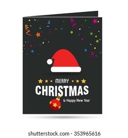Santa Claus hat Christmas decorative template Design, Christmas New Year Flat card illustration