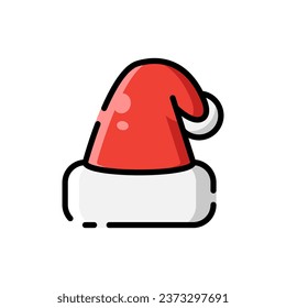 Santa Claus Hat Christmas Icon Vector Illustration. Suitable for element, decoration, sticker design