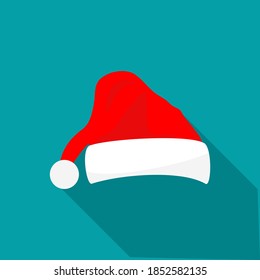 Santa Claus Hat. Christmas and New Year Red Hat Isolated on Background