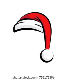 Santa Claus Hat For Christmas Party. Vector Illustration Of A Santa Claus Hat.  