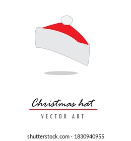 Santa claus hat christmas hat vector illustration. Red santa top hat isolated on white background