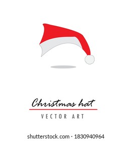 Weihnachtsmann hat Weihnachtsmütze, Vektorgrafik. roter Santa-Hut einzeln auf weißem Hintergrund