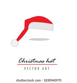 Santa claus hat christmas hat vector illustration. Red santa top hat isolated on white background
