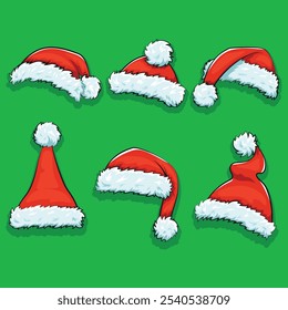 Santa Claus hat collection, clip art