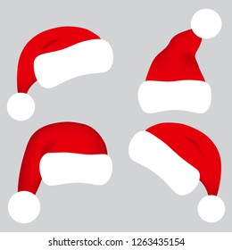 Santa Claus hat collection, vector illustration.