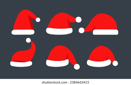 Santa Claus hat collection, vector, illustration, flat design