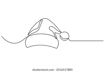 Santa Claus hat continuous one line drawing, single line art element, minimalist sketch line vector illustration, Christmas winter new year concept, Christmas, Santa Claus hat one line drawing