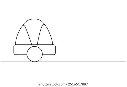 Santa Claus hat continuous one line drawing, single line art element, minimalist sketch line vector illustration, Christmas winter new year concept, Christmas, Santa Claus hat one line drawing