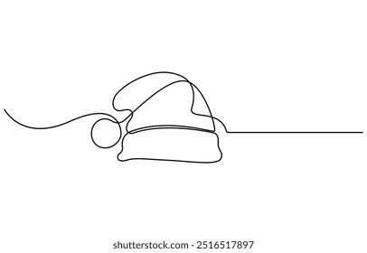 Santa Claus hat continuous one line drawing, single line art element, minimalist sketch line vector illustration, Christmas winter new year concept, Christmas, Santa Claus hat one line drawing
