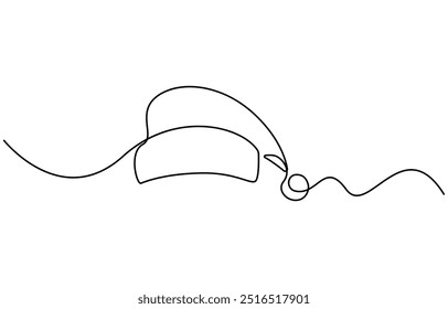 Santa Claus hat continuous one line drawing, single line art element, minimalist sketch line vector illustration, Christmas winter new year concept, Christmas, Santa Claus hat one line drawing