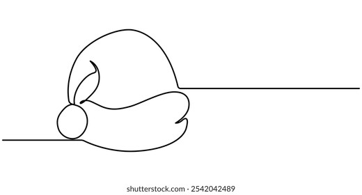 Santa Claus hat Continuous one line drawing. Christmas or New Year concept, Santa Claus hat continuous one line drawing, single line art element, minimalist sketch line vector illustration, Christmas.