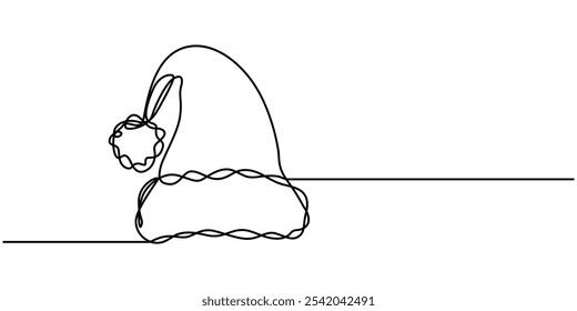 Santa Claus hat Continuous one line drawing. Christmas or New Year concept, Santa Claus hat continuous one line drawing, single line art element, minimalist sketch line vector illustration, Christmas.