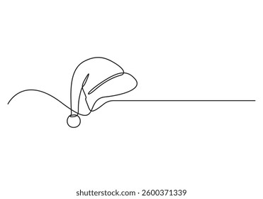 Santa Claus hat continuous single line drawing. Single line art element minimalist vector illustration