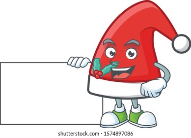 Santa claus hat cute cartoon character with a board