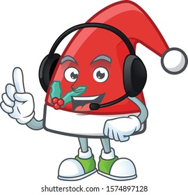 Santa claus hat cute cartoon character design with headphone