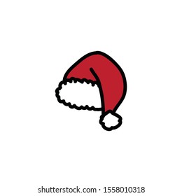 santa claus hat doodle icon, vector illustration