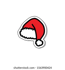 santa claus hat doodle icon, vector illustration
