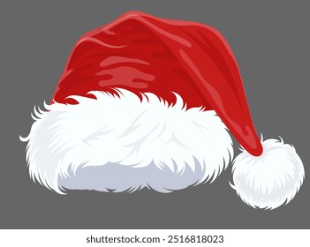 Santa Claus hat. Element isolated on gray background. Vector graphics. 
