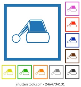 Santa claus hat flat color icons in square frames on white background
