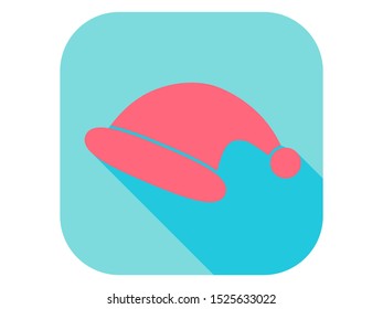 Santa Claus hat flat icon with long shadow. Vector illustration