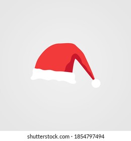 Santa Claus hat flat icon isolated vector illustration for Merry Christmas concept 