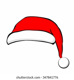 Santa Claus hat in flat style. Vector Illustration.