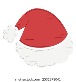 Santa Claus hat with fluffy trim Christmas illustration, Vector