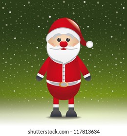 santa claus with hat green snow background