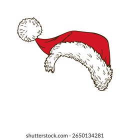 Santa Claus hat hand drawn sketch vintage vector illustration on white background.