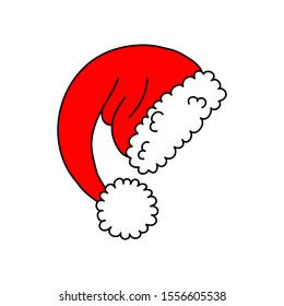 Santa Claus hat icon. Doodle cartoon illustration design. Vector