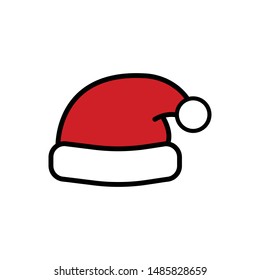 Santa Claus hat icon in flat style isolated on white background. For your design, logo. Vector illustration.