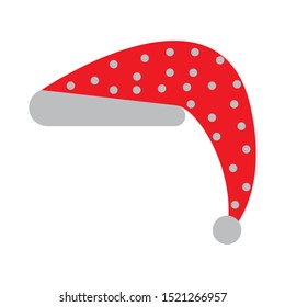 Santa Claus hat icon in flat style isolated on white background. For your design, logo. Vector illustration.