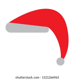Santa Claus hat icon in flat style isolated on white background. For your design, logo. Vector illustration.