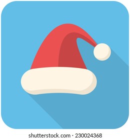 Santa Claus hat icon (flat design with long shadows)