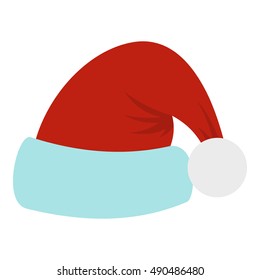 Santa Claus hat icon in flat style isolated on white background. Headwear symbol vector illustration
