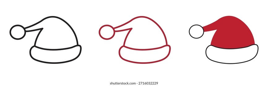 Conjunto de iconos de sombrero de Santa Claus Navidades Ilustración de Festiva