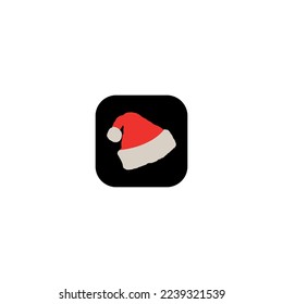 Santa Claus hat icon. Simple style Marry Christmas poster background symbol. Santa Claus hat brand logo design element. Santa Claus hat t-shirt printing. vector for sticker.