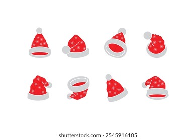 Santa claus hat icon.In snow patterned flat style.vector.